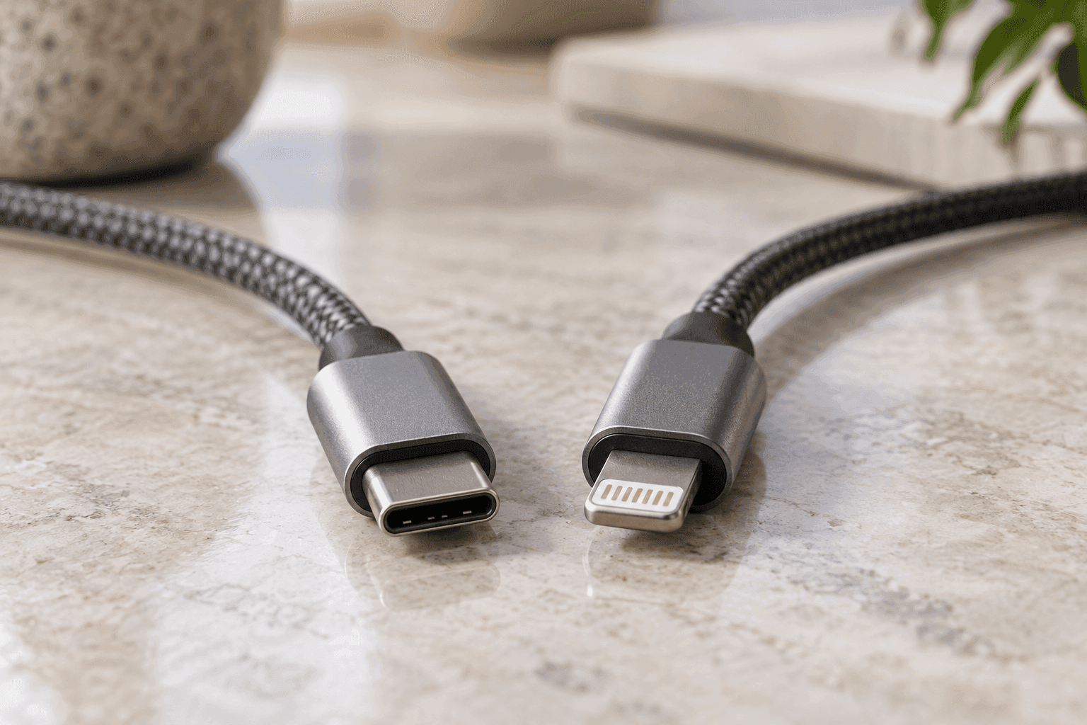 Macro product photo showing two nearly identical unbranded variants with distinct connectors