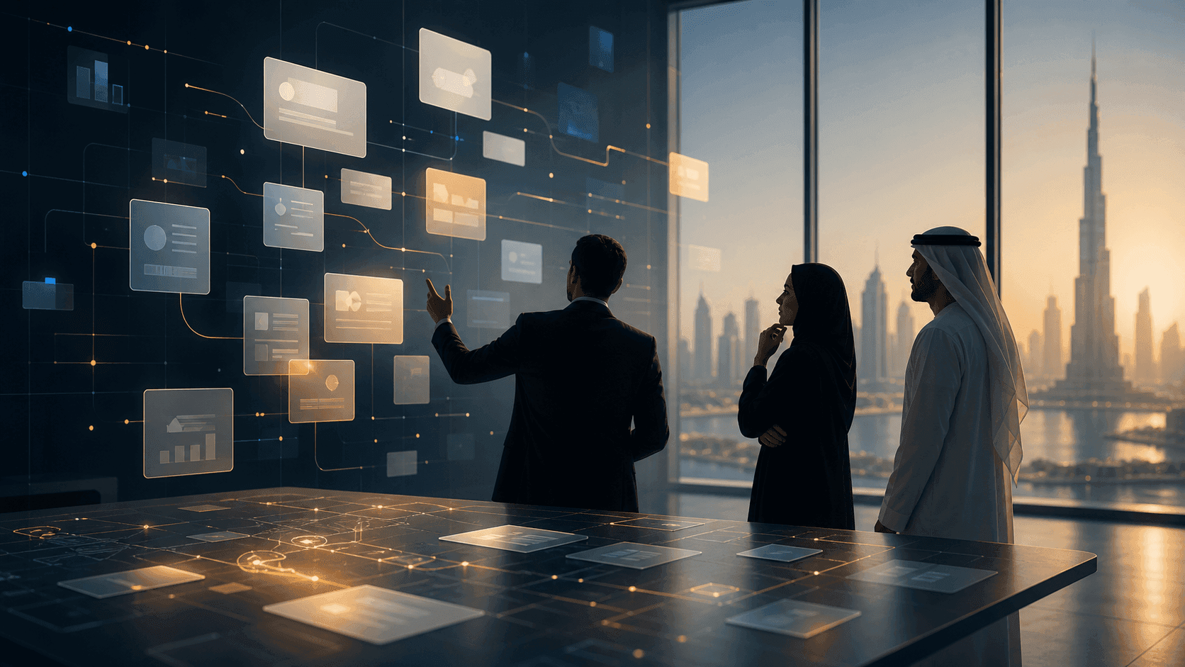 Abstract PRO71 visual for AI Overviews, answer visibility, and UAE brand discoverability