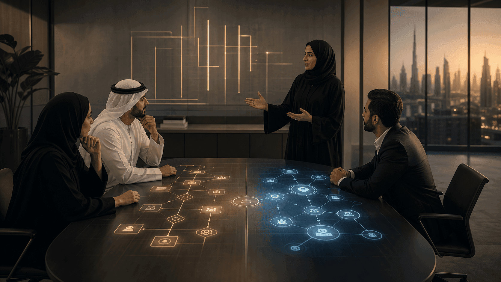 Abstract PRO71 visual for automation platform versus agent platform selection