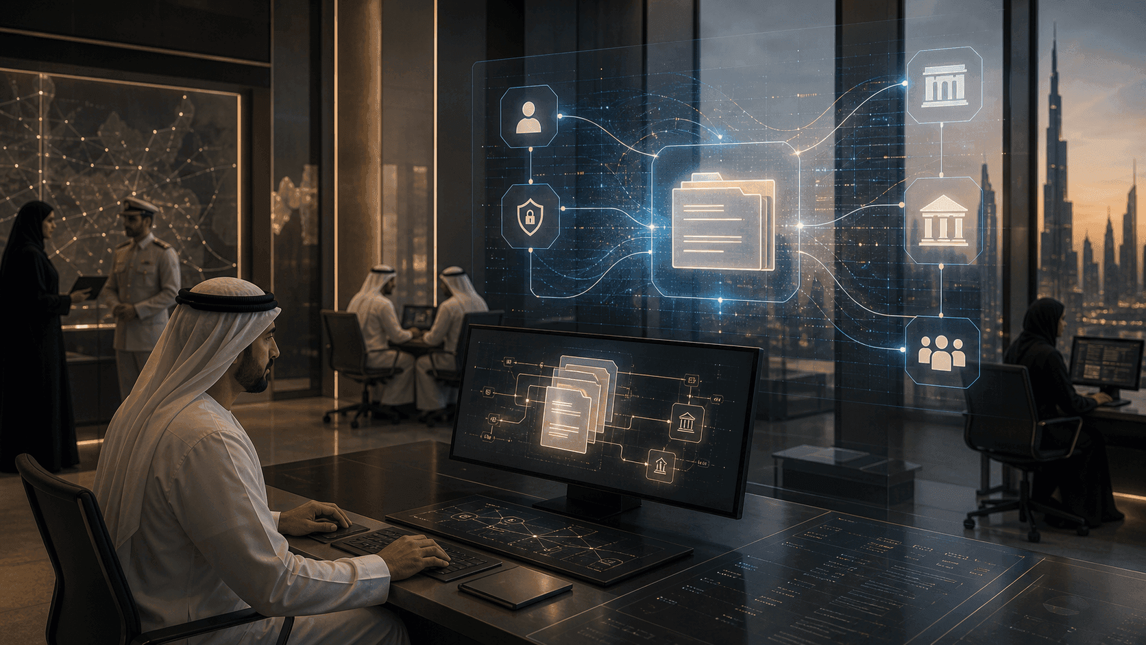 Abstract PRO71 visual for digital records and data sharing for agentic government