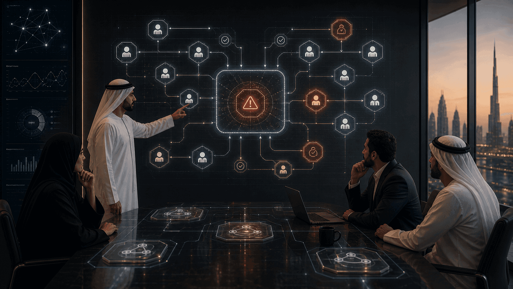 Abstract PRO71 visual for multi-agent failure modes, containment, and supervision patterns