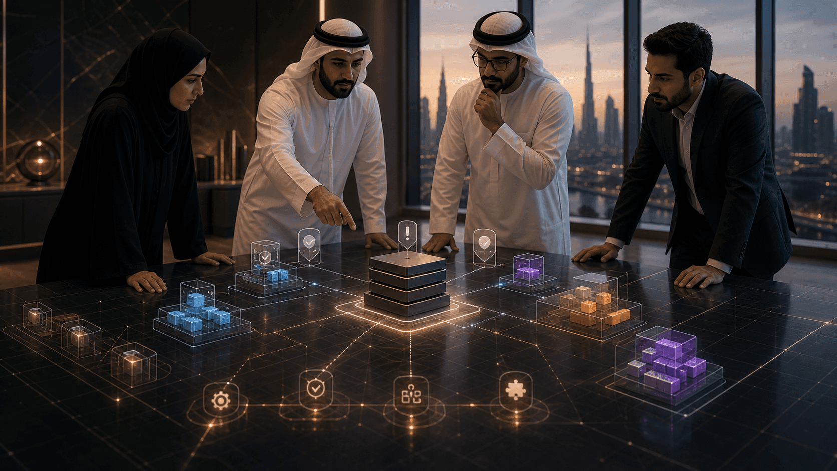 Abstract PRO71 visual for AI builder technology evaluation without premature platform lock-in