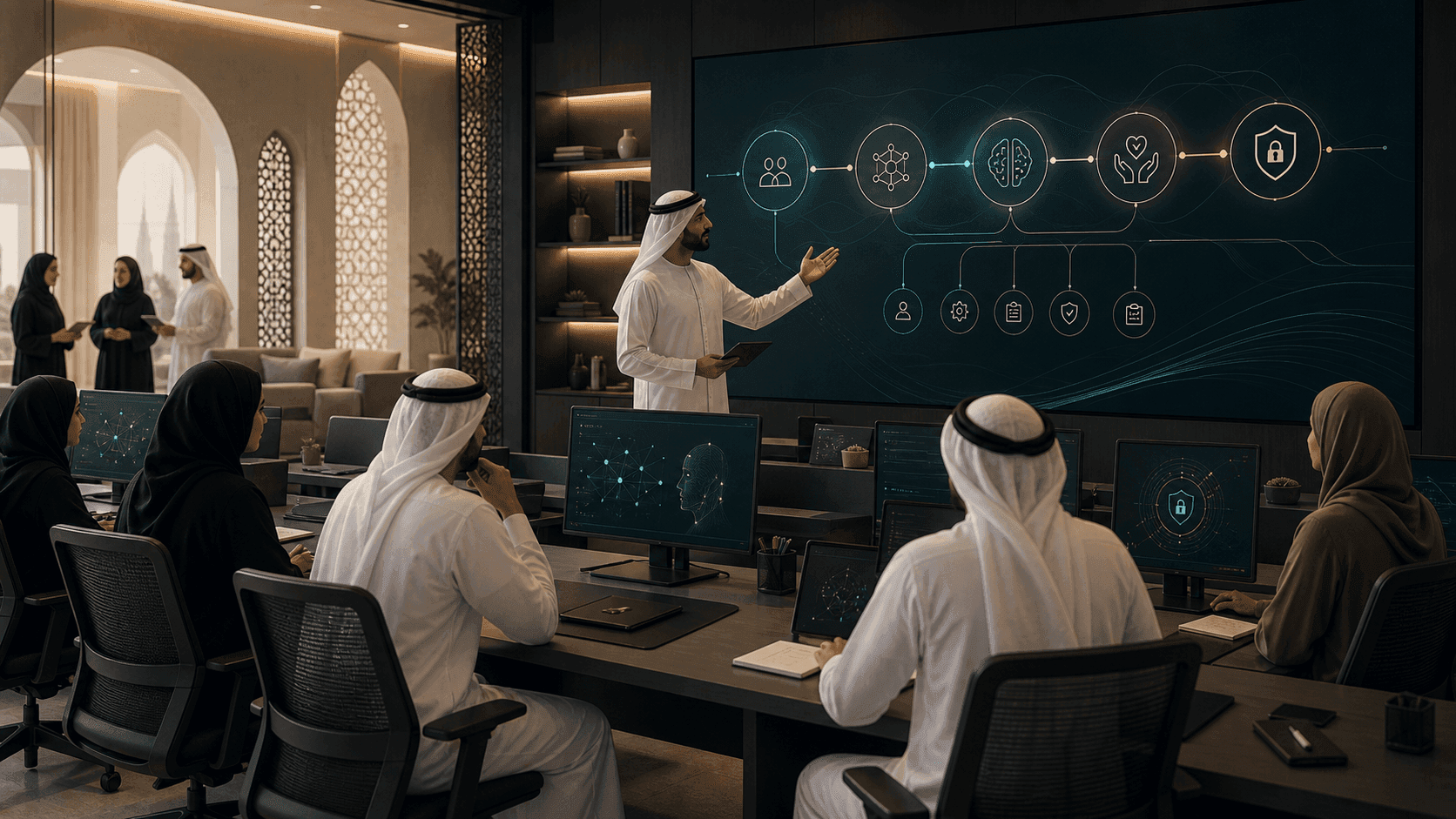 Abstract PRO71 visual for public-sector AI workforce enablement and adoption governance