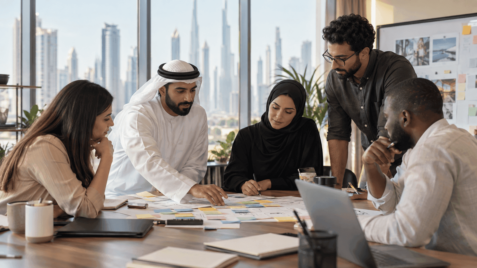 UI UX Design Company UAE: How to Choose a Partner — a cross-functional team aligning an operating decision around evidence and ownership